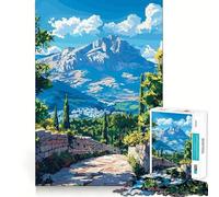 Chemin de Pierre vers Vue sur la Montagne Puzzle de 1000 pièces pour Adolescents Jeu de logique mentale Loisirs Bordure Fine Cadeau spécial 50x75cm