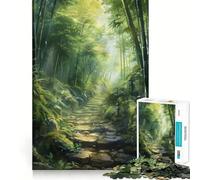 Chemin de Pierres à Travers Une forêt de bambous Puzzle de 1000 pièces pour Adultes Jeu de réflexion Relaxant et Amusant Assemblage d'image Surprise chaleureuse 50x75cm