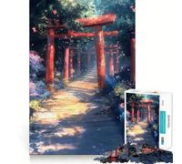 Chemin de Portes Torii dans Une forêt luxuriante Puzzle de 1000 pièces pour Adolescents Jeu de logique et de raisonnement Découpe précise Surprise de Noël 38x52cm