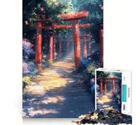 Chemin de Portes Torii dans Une forêt luxuriante Puzzle de 1000 pièces pour Adultes et Adolescents Jeu de réflexion apaisant Découpe précise Cadeau de Noël 50x75cm