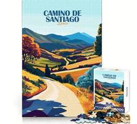 Chemin de Saint-Jacques-de-Compostelle,Espagne Paysage Puzzle 1000 pièces pour Adolescents Détente et réflexion Bords précis Cadeau de Noël idéal (38x26cm)