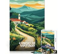 Chemin de Saint-Jacques-de-Compostelle,Espagne Puzzle de 1000 pièces pour Adultes Paysage Bords Nets Idéal pour Un Moment de détente Silencieux Cadeau d'anniversaire (38x26cm)