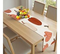 Chemin de Table 30x120 cm Simple Citrouille Nappe Lavable en Tissu Design Ligne Décoration de Table Automne Légume pour Cuisine, Salle à Manger, Fête
