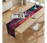 Chemin de Table 30x120 cm Street Culture Danseur Nappe Lavable en Tissu Graffiti Éclaboussure d'encre Décoration de Table Pop Art Figure pour Cuisine, Salle à Manger, Fête