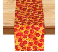 Chemin de table 3D à pizza Pepperoni de style vintage 33 x 182,9 cm, centre de table doux imprimé pour tables, cuisine, comptoirs et salle à manger, décoration d'intérieur