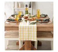Chemin de Table à Carreaux en Polyester, Nappe Rouges et Blancs, for dîners Famille(40x140cm 16x55inch)