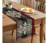 Chemin de table à carreaux flocon de neige, décoration d'hiver rustique pour salle à manger de vacances, accessoires de table de cuisine confortables, 33 x 183 cm