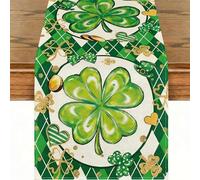 Chemin de table à carreaux vert trèfle buffle, 33 x 183 cm, chemin de trèfle pour la Saint-Patrick, décoration saisonnière de cuisine, salle à manger, fête d'intérieur, écharpe de table porte-bonheur