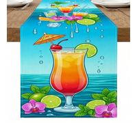 Chemin de table à cocktail tropical, motif floral coloré, décoration de plage pour maison, réunions de famille, fournitures de fête, 33 x 183 cm