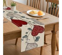 Chemin de table à motif cœur, style vintage rustique pour décoration de salle à manger, Saint-Valentin, décoration de table saisonnière 33 x 183 cm