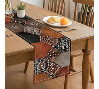 Chemin de table à motif géométrique, décoration bohème rustique pour les réunions de famille d'automne et les fêtes de fin d'année, 33 x 183 cm