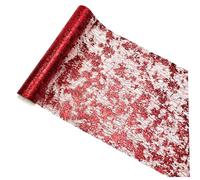 Chemin de table à paillettes 11 pouces x 45 pieds en maille scintillante long chemin de table à paillettes rouges élégant chemin de table en rouleau pour fête de mariage Saint Valentin Noël anniversai