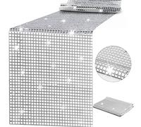 Chemin de table à paillettes disco - 30 x 30 cm - Argenté - Décoration de table pour fête disco rétro années 70 80 - Décoration de mariage, anniversaire, danse (1)