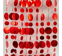 Chemin de table à paillettes dorées de 100 cm pour bande scintillante pour décoration de mariage, toile de fond à paillettes argentées, décoration à suspendre (rouge)