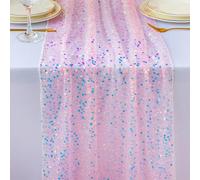 Chemin de Table à paillettes irisées à paillettes, décoration de Table à manger de mariage douce pour fête prénatale nuptiale, anniversaire de fille, fête de mariage Light Pink