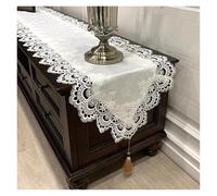 Chemin de Table à Pompons Chemin de Table en Dentelle brodé, Nappe télévision avec Pendentif et Pompon, Drapeau Commode, Chiffon Anti-poussière, décoration la Maison(Color 2,XL 40x180cm)