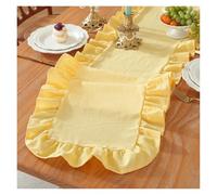 Chemin de Table à Volants Chemin de Table en Seersucker à Volants, for Mariage, Garniture Feuilles froissées Rouges, décor élégant for fête(Yellow,35x275CM)