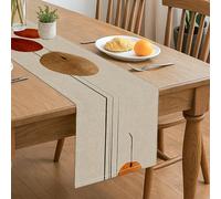 Chemin de table abstrait moderne, motifs de cercles terreux pour décoration de salle à manger d'automne, parfait pour les réunions à la maison et les célébrations saisonnières 33 x 183 cm