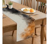 Chemin de table abstrait orange noir, design artistique moderne pour la maison, la cuisine, la salle à manger, idéal pour les réunions d'automne 33 x 183 cm