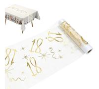 Chemin de Table Anniversaire 18 Ans en Doré Brillant, Décoration de Table Découpable pour Fête d'anniversaire Femme ou Homme, 28 cm x 10 m, Célébration de Jubilé