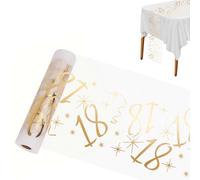 Chemin de Table Anniversaire 18 Ans,Or Anniversaire Tableau Décor,Décoration de Table pour Fête d'anniversaire Femme ou Homme, Célébration de Jubilé (28 cm x 10 m)