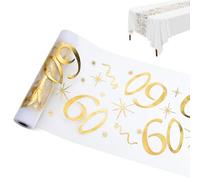 Chemin de Table Anniversaire 60 Ans, Anniversaire Joyeux 60 Ans, Deko Or pour 60 Ans, Décoration, Fête, Mariage, Table Anniversaire Fille Garçon, Décoration Party, 28 cm x 10 m (60 Ans)