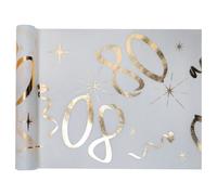 Chemin de Table Anniversaire - Blanc et Or - 80 ans