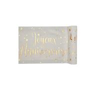 Santex Chemin de table anniversaire blanc et or (x1) REF/5668
