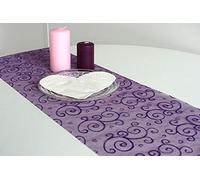 Chemin de table arabesque 28 cm x 5 m prune/argent