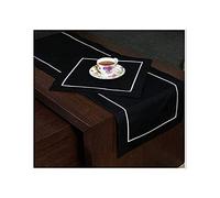 Chemin de table Art - Deco - Aspect lin - Taille et couleur au choix - Top design (noir, 40 x 160 cm)