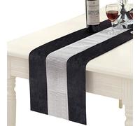 Chemin de table avec bande de diamants, chemins de commode rectangulaires pour table à manger - 32*180CM, Noir