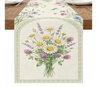 Chemin de table avec bouquet de fleurs, style vintage rustique pour décoration d'intérieur, réunions de famille et occasions spéciales, 33 x 274 cm