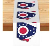 Chemin de table avec drapeau de l'État de l'Ohio - Style vintage - 33 x 182,9 cm - Doux imprimé - Pour tables, cuisine, comptoirs et salle à manger - Décoration d'intérieur