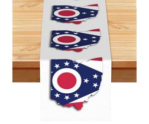 Chemin de table avec drapeau de l'État de l'Ohio - Style vintage - 33 x 182,9 cm - Doux imprimé - Pour tables, cuisine, comptoirs et salle à manger - Décoration d'intérieur