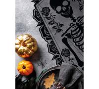 Chemin de table avec motif squelette noir gris