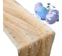 Chemin de table avec perles pour table - Nappe en tulle doux bohème - Pour vacances, mariage, centre de table, arche de mariage, mur de dessert