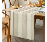 Chemin de Table Beige Lin Blanc Mariage Vintage Rustique - Décoration de Table Automne Fête Carnaval Jardinage - 40 x 140 cm
