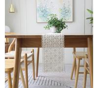 Chemin de table beige pour la maison, 279 cm de long, napperons en polyester et coton pour commode, salle à manger, printemps, été, fête des mères, 15 x 279 cm
