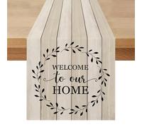 Chemin de Table Beige Vintage 40x140 Aspect Lin Extérieur Imperméable Été Crème Blanc Decoration Table Centre Champetre pour Printemps Automne Cuisine Salon Anniversaire