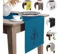 Chemin de table bleu tissu doux Bords avec finition exquise moderne , Long chemin de table 45x150 pratique de qualité durable aspect velours, Chemin table a fleur , Chemin de table nappe rectangulaire