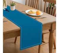 Chemin de table bleu uni, design minimaliste élégant pour cuisine, salle à manger, maison, réunions de famille, 33 x 183 cm