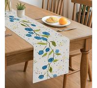 Chemin de table Blue Berry, motif floral vintage pour décoration d'intérieur, parfait pour les réunions de famille et les fêtes de fin d'année, 33 x 183 cm