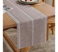 Chemin de Table Bohème Jaune Amande Style Campagnard 33 X 140 cm Beige Latte Macramé Chemin de Table Coton Lin Moderne Nappe Décoration pour Cuisine Ferme Anniversaire Mariage Décor