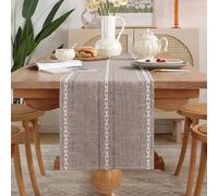 Chemin de Table Bohème Jaune Amande Style Campagnard 33 X 160 cm Beige Latte Macramé Chemin de Table Coton Lin Moderne Nappe Décoration pour Cuisine Ferme Anniversaire Mariage Décor