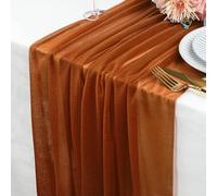 Chemin de Table Caramel Mousseline de Soie, 77 x 300 CM Chemins de Table Doux et Confortable en Mousseline de Soie pour Mariage Bohème,Fête, Baptême,Baby Shower ou Décoration de Table de Cuisine