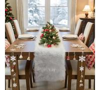 Chemin de Table, Chemin de Table Blanc, Nappe de Fausse Fourrure, Manger de Pâques, Manger de étroit, Fausse Fourrure au Mètre, pour Les Fêtes, Les Anniversaires, Noël (Blanc, 11.81" x 70.86")