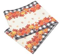Chemin de Table Citrouille Thanksgiving en Polyester, Fête Halloween | Décoration Automnale Rectangulaire, Motif Plaid Rustique, pour Repas Familiaux et Tables de Console
