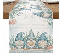 Chemin de table côtier, joli nain nautique de plage, océan pour réunions de famille d'été, 33 x 183 cm