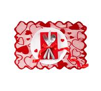 Chemin De Table De La Saint-Valentin | Chemin De Table en Dentelle Rouge en Forme De Cœur | Anniversaires Chemins De TableÀ Manger | Napperon D’Amour | pour Les Dîners De La Saint-Valentin, Les Fêtes