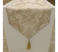 Chemin de table de luxe en jacquard européen, drapeau de lit, tendance, fournitures de décoration ménagère, sets de table (beige, 32 x 210 cm)
